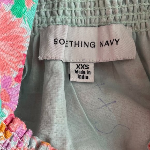 Something Navy Floral Tie Shoulder Top Pink/Floral Size XXS New without Tag - Picture 6 of 7